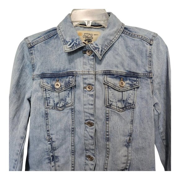 Zara Womens Trf Premium Wash Denim Blue Jean Jacket Size Large - Picture 2 of 7